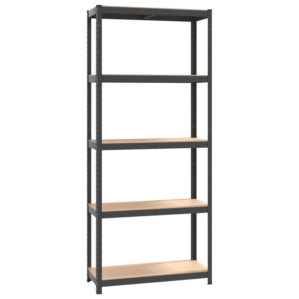 vidaXL 5-Layer Storage Shelf - Galvanized Steel, Engineered Wood and Plastic - Industrial Style - Sturdy Durable Design - Anthracite Color - Dimensions: 29.5" x 11.8" x 67.7"