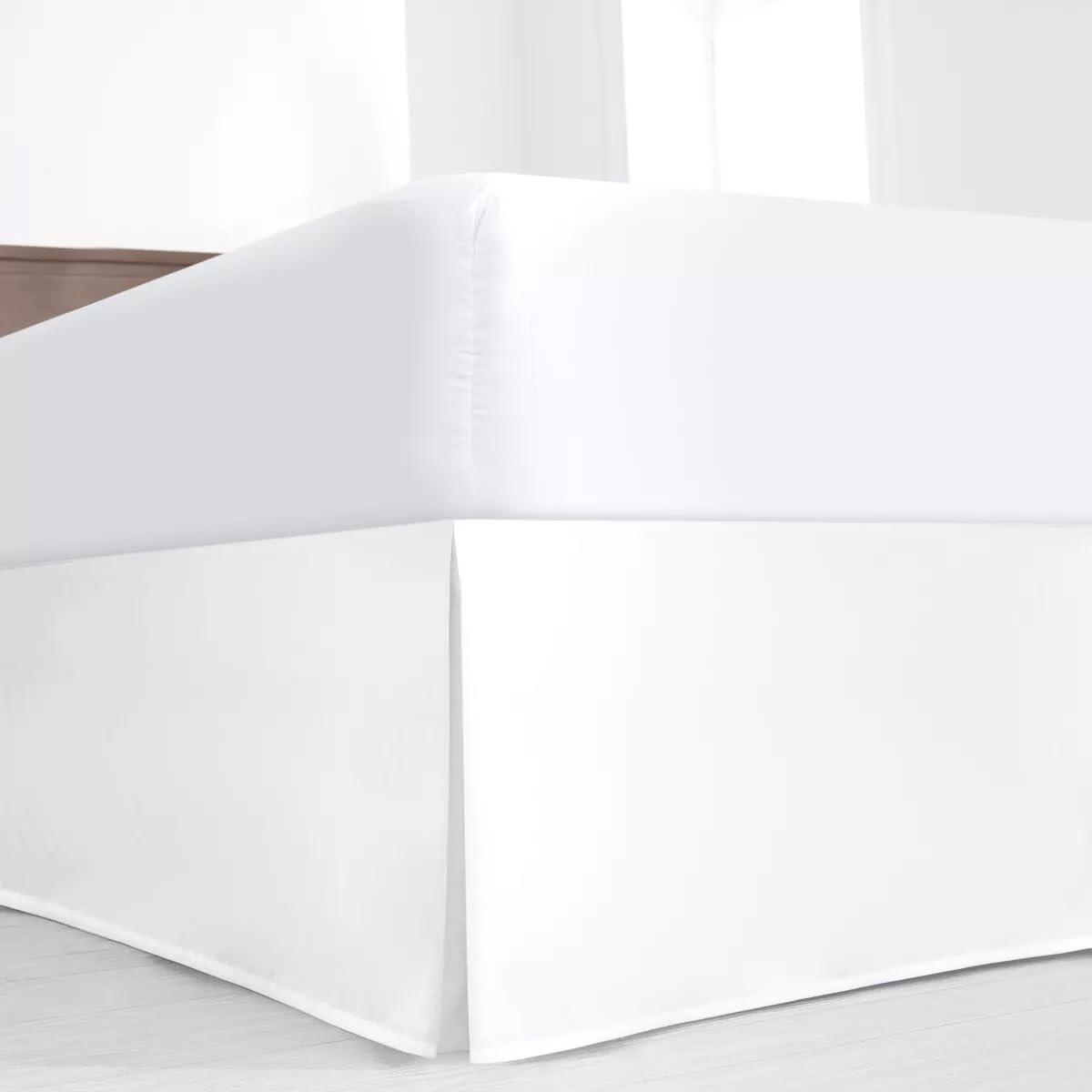 Luxury Pleated Twin Bed Skirt With Split Corners - 21 Inch Tailored Drop Easy Fit - Pleated Dust Ruffle - 100% Microfiber Soft,