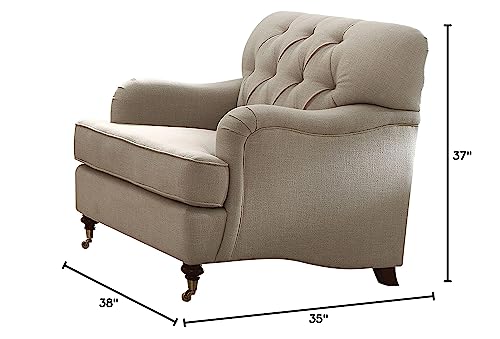 Acme Alianza Button Tufted Arm Chair Beige Fabric AC-52582