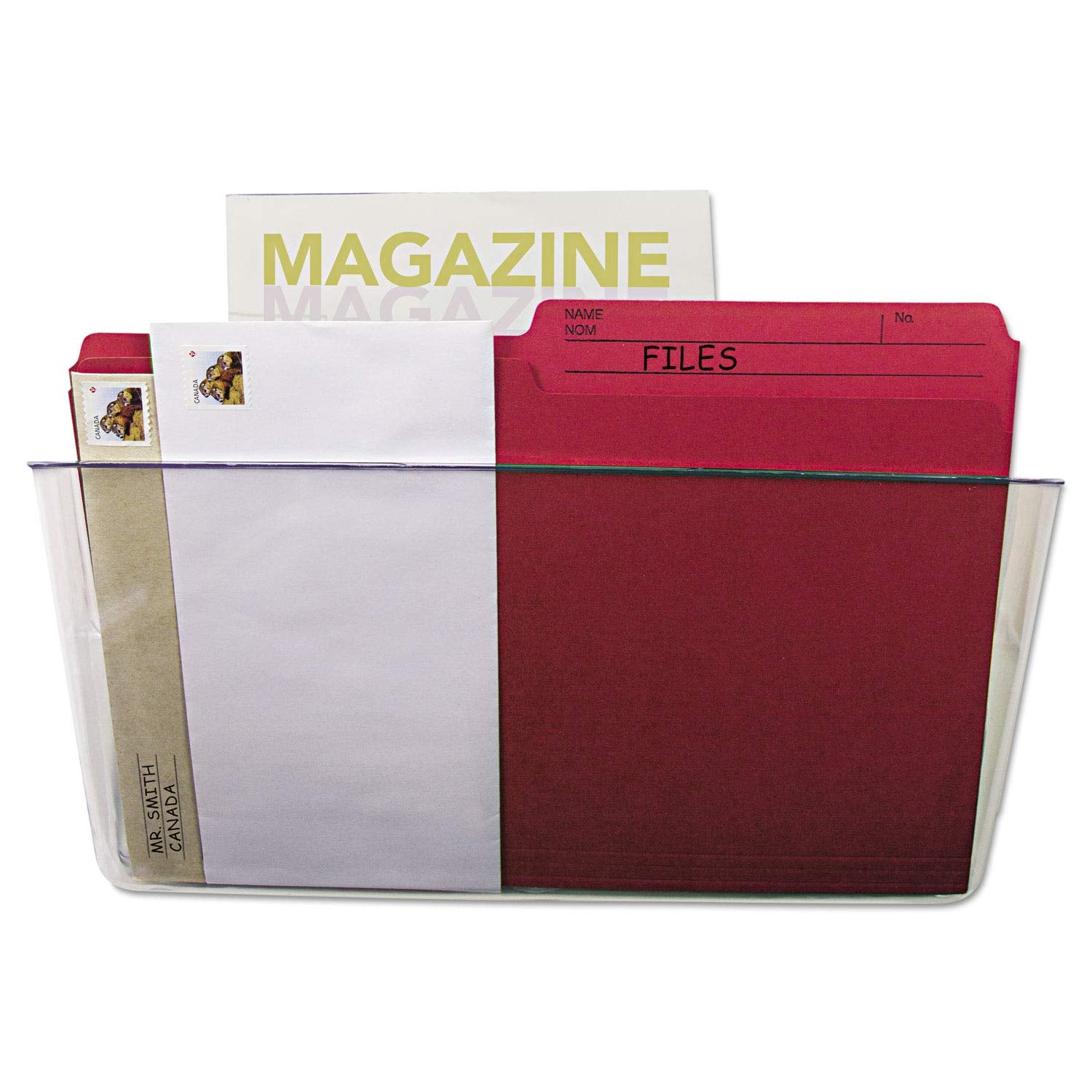 Storex 70213U06C Wall File, Letter, 13 X 7, Single Pocket, Clear