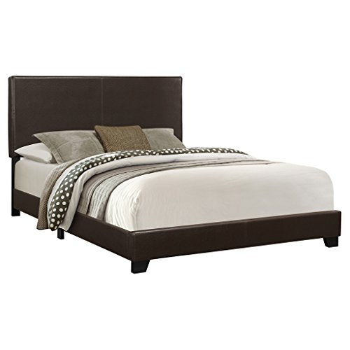 Monarch specialties , Bed, Leather-Look, Dark Brown, Queen