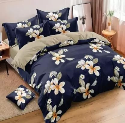 Laying Style 300Tc Microfiber Glace Cotton Ac Comforter Set King Size Double Bed With 1 Flat Bedsheet90X100 Inch And 2 Pillow C