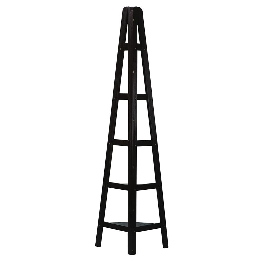 Yu Shan Co Usa Ltd 5-Shelf Corner Ladder Espresso Bookcase Espresso Espresso Finish