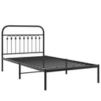 vidaXL Metal Bed Frame with Headboard - Single Bed 39.4" x 78.7" Steel Frame, Extra Storage Space, Black, Bedroom Decor
