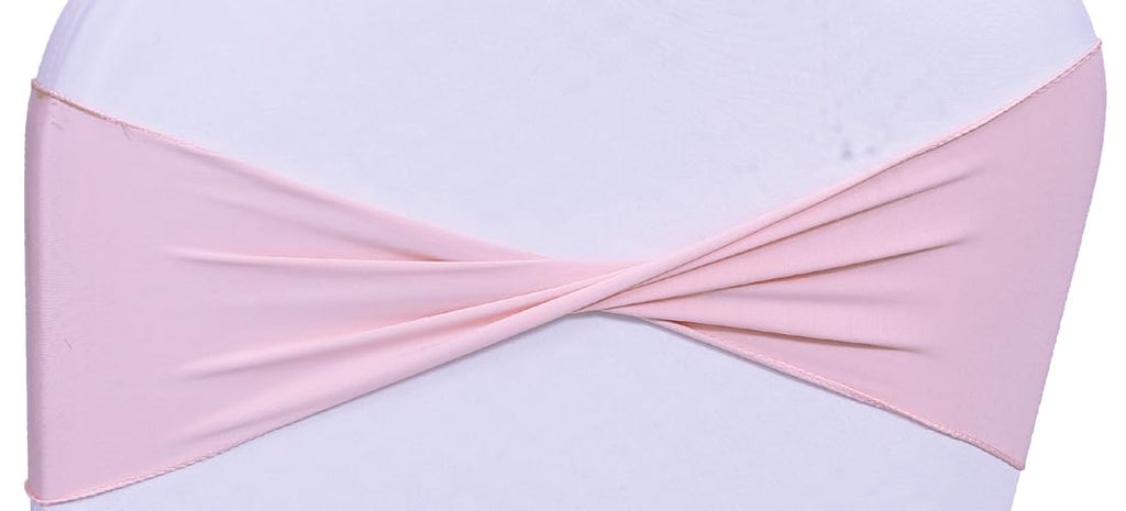 Mds Pack Of 25 Spandex Chair Sashes Bow Sash Elastic Chair Bands Ties Without Buckle For Wedding And Events Decoration Spandex Slider Sashes Bow - Blush Pink