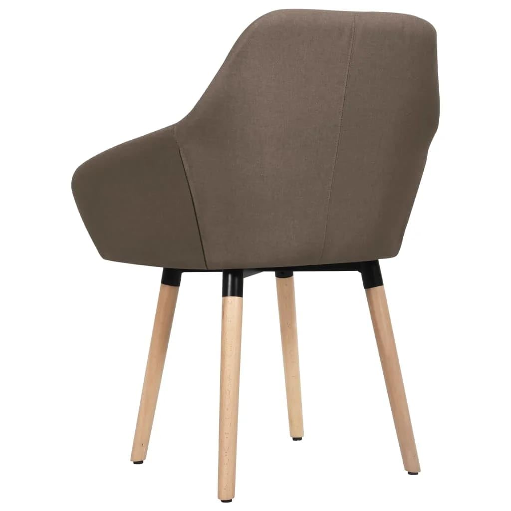 vidaXL Set of 2 Dining Chairs, Brown Fabric, Comfortable Seating with Armrests, Sturdy Metal and Solid Wood Legs, High Load Capacity