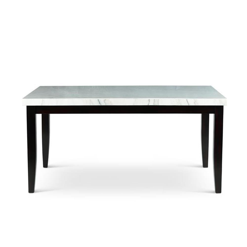 Steve Silver Furniture Westby Top Dining, 38" L x 64" W x 30" H, White Marble, Ebony Wood