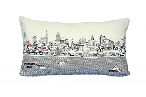 HomeRoots Cream 24' White Philadelphia Daylight Skyline Lumbar Decorative Pillow