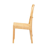 Baxton Studio Monaco Modern Bohemian Oak Brown Finished Mahogany Wood and Natural Rattan Dining Chair