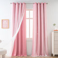Yancorp Pink Curtains For Bedroom Living Room Thermal Insulated Kids Curtain Hollow-Out Star Window Nursery Curtain 96 Inches Length Room Darkening Grommet(Pink,52 * 96),1 Panel