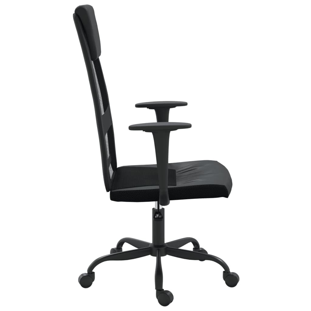 vidaXL Office Chair with Adjustable Height and Swivel Design - Breathable Mesh Fabric and Faux Leather - Durable Metal and Plywood Frame in Black
