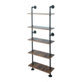 HEONITURE 5 Shelf Industrial Pipe Shelving, Black Modern Bookcase Bookshelf, Wall Mount Ladder Shelf with Metal Frame Display Se