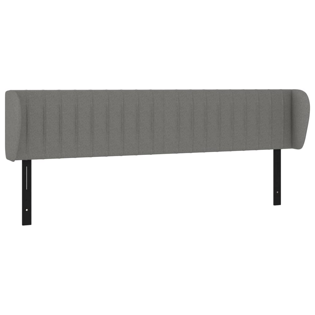 Vidaxl Fabric Upholstered Headboard With Ears, Dark Gray, Engineered Wood And Solid Larch Construction, Foam Filling, 79.9"X9.1"X30.7"/34.6" Dimensions