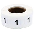 White With Black Number 1 Circle Dot Stickers, 3/4 Inch Round, 500 Labels On A Roll