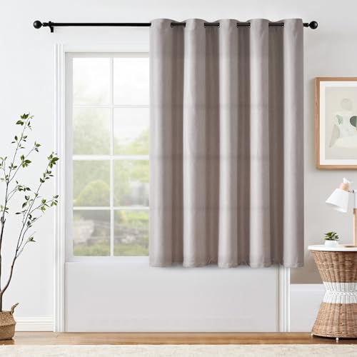 Jinchan 75% Blackout Curtain 63 Inch Length Taupe Curtain For Bedroom Living Room Curtain 1 Panel Texture Curtain Grommet Top Window Drape 72 Inches Wide By 63 Inches Long