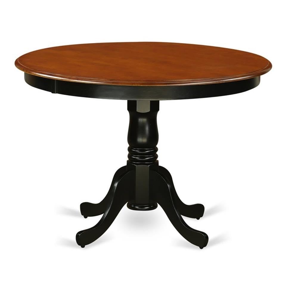 East West Furniture Hartland 3 Piece Set for Small Spaces Contains a Round Dining Room Table with Pedestal and 2 Wooden Seat Chairs, 42x42 Inch, Black & Cherry