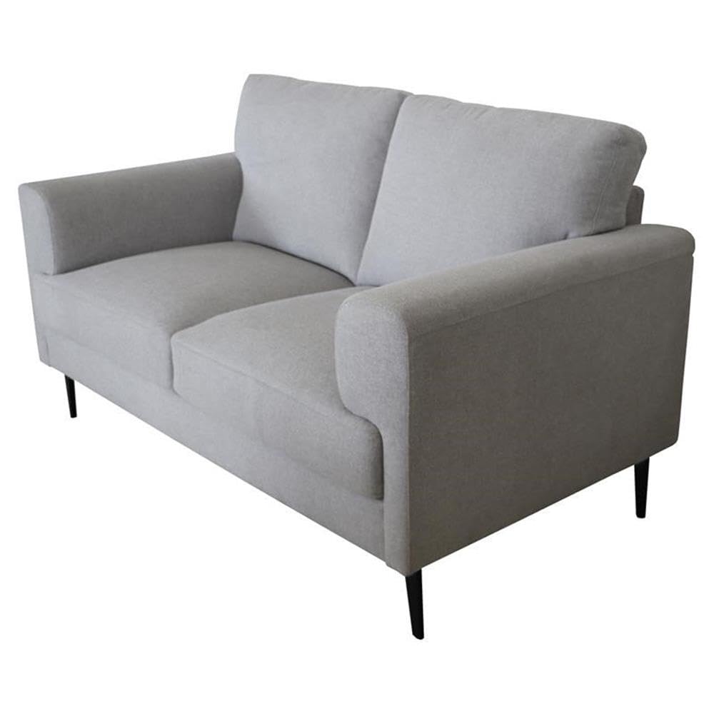 Acme Kyrene Linen Fabric Upholstered Loveseat with Track Armrest in Light Gray