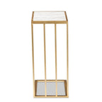 Baxton Studio Parkin Modern and Contemporary Gold Finished Metal C Shaped End Table with Marble Tabletop