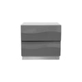 Best Master Leon 2-Drawer Poplar Wood Bedroom Nightstand In Gray High Gloss