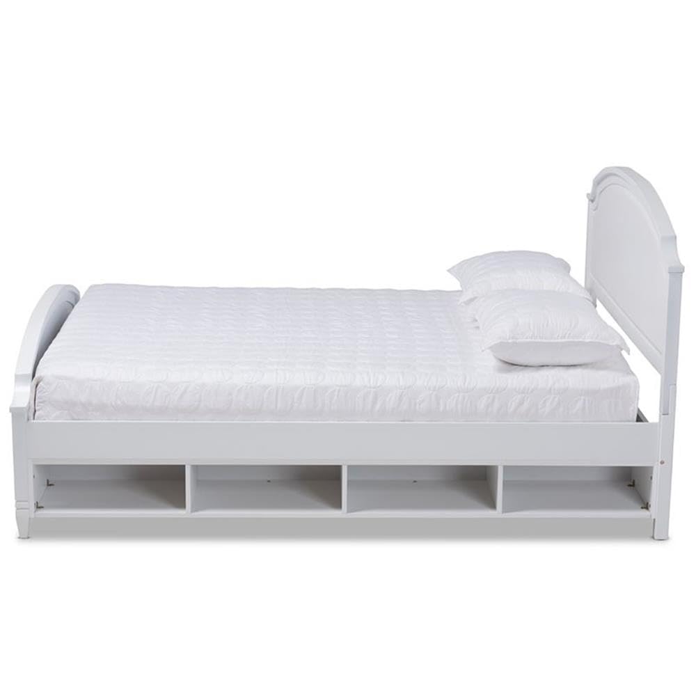 Baxton Studio Elise White Finished Wood Full Size Storage Platform Bed