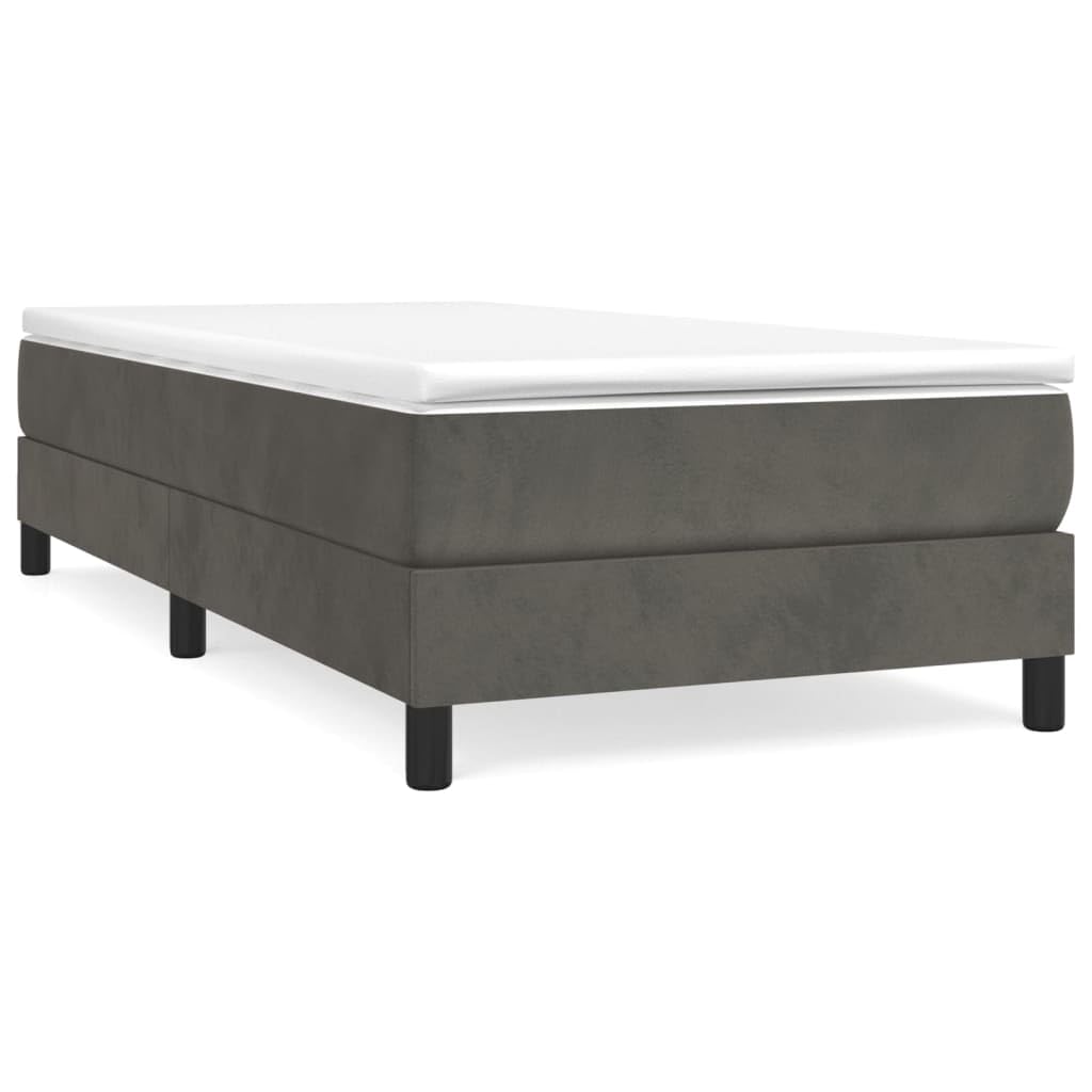 vidaXL Modern Velvet Box Spring Bed Frame, Twin XL, Dark Gray - Comfort Enhancing Design, Included Plywood Slats, Sturdy Legs Support, Suitable for Bedroom