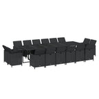 vidaXL Patio Dining Set 17 Piece with Cushions Garden Outdoor Terrace Balcony Dining Dinner Dinette Table and Chair Furniture Poly Rattan Black