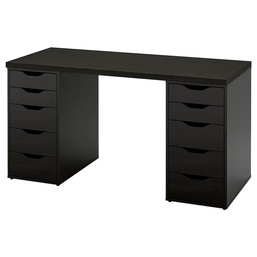 Lagkapten/Alex Desk, Blackbrown, 140X60 Cm (55 1/8X23 5/8 inch)