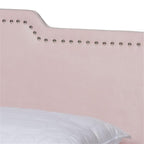 Baxton Studio Benjen Modern and Contemporary Glam Light Pink Velvet Fabric Upholstered Queen Size Panel Bed