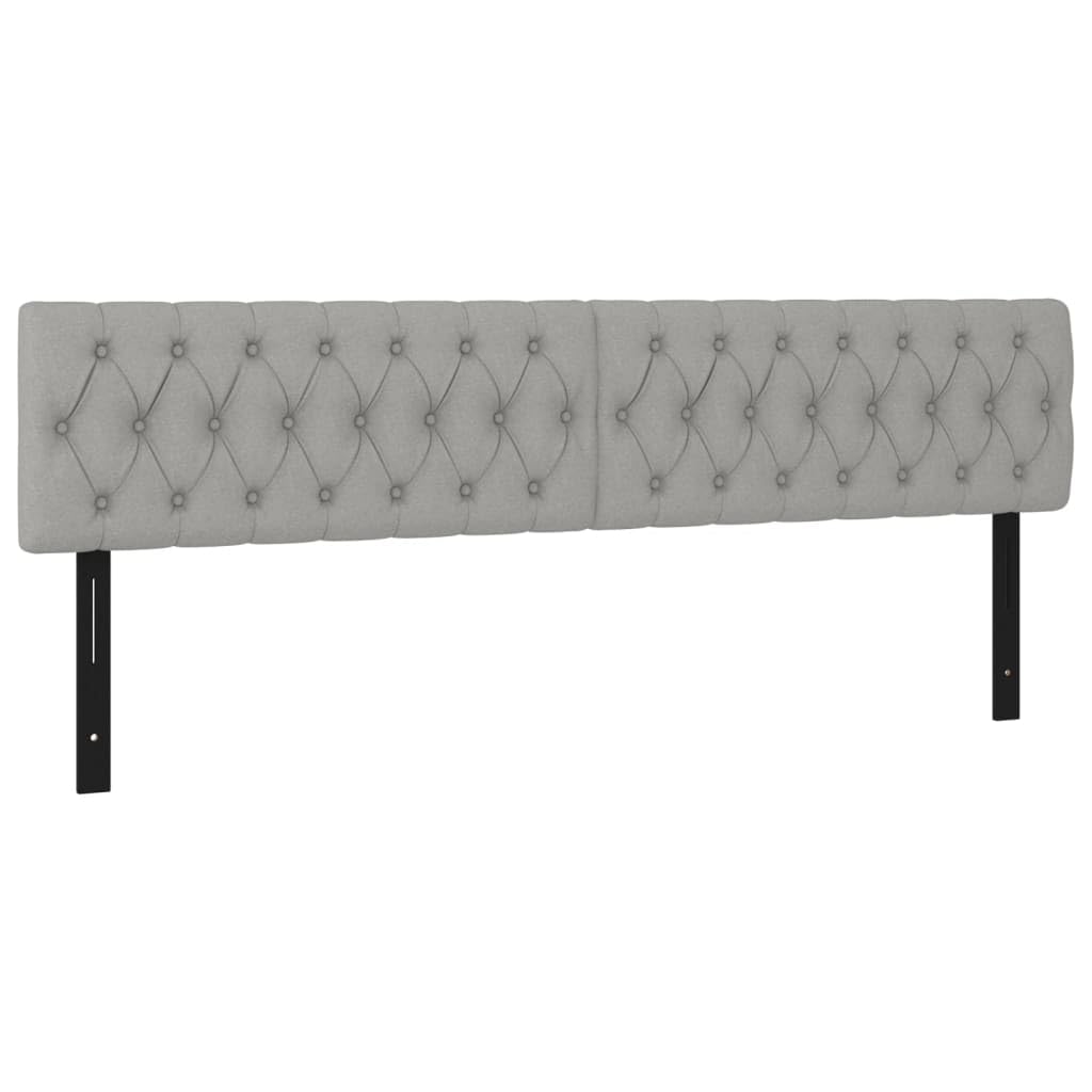 vidaXL Fabric Headboards, Light Gray, 35.4"x2.8"x30.7"/34.6", Engineered Wood and Solid Larch Wood, Foam-Filled, Classic Design, Set of 2