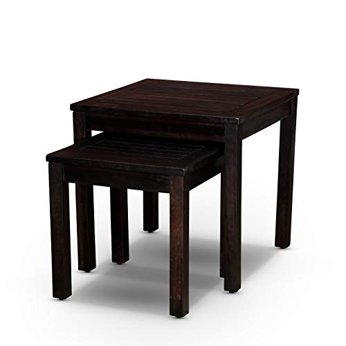 DTY Outdoor Living Longs Peak 2-Piece Eucalyptus Nesting Tables Set - Espresso Finish
