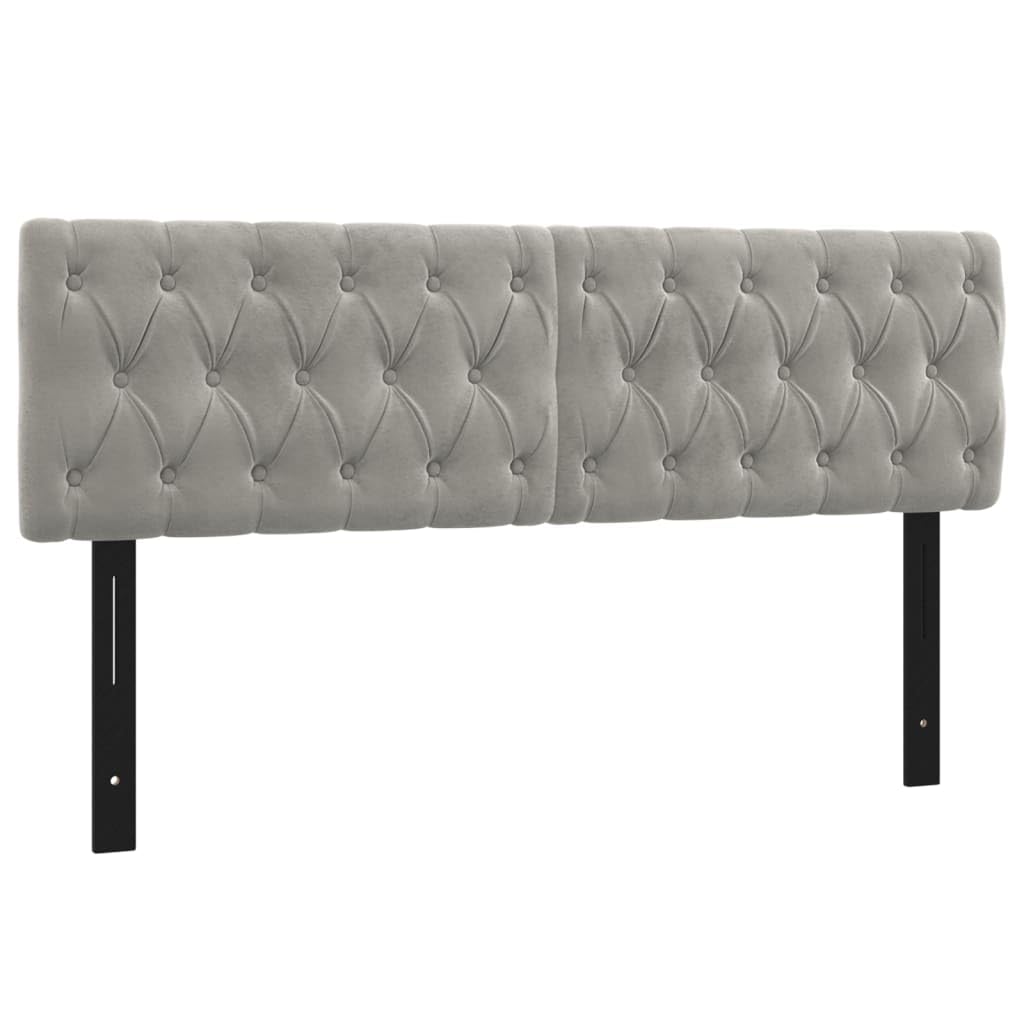 Vidaxl Velvet Headboards 2 Pcs, Light Gray, Classic Design, Solid Larch Wood And Engineered Wood, Foam Filling, 31.5"X2.8"X30.7"/34.6"