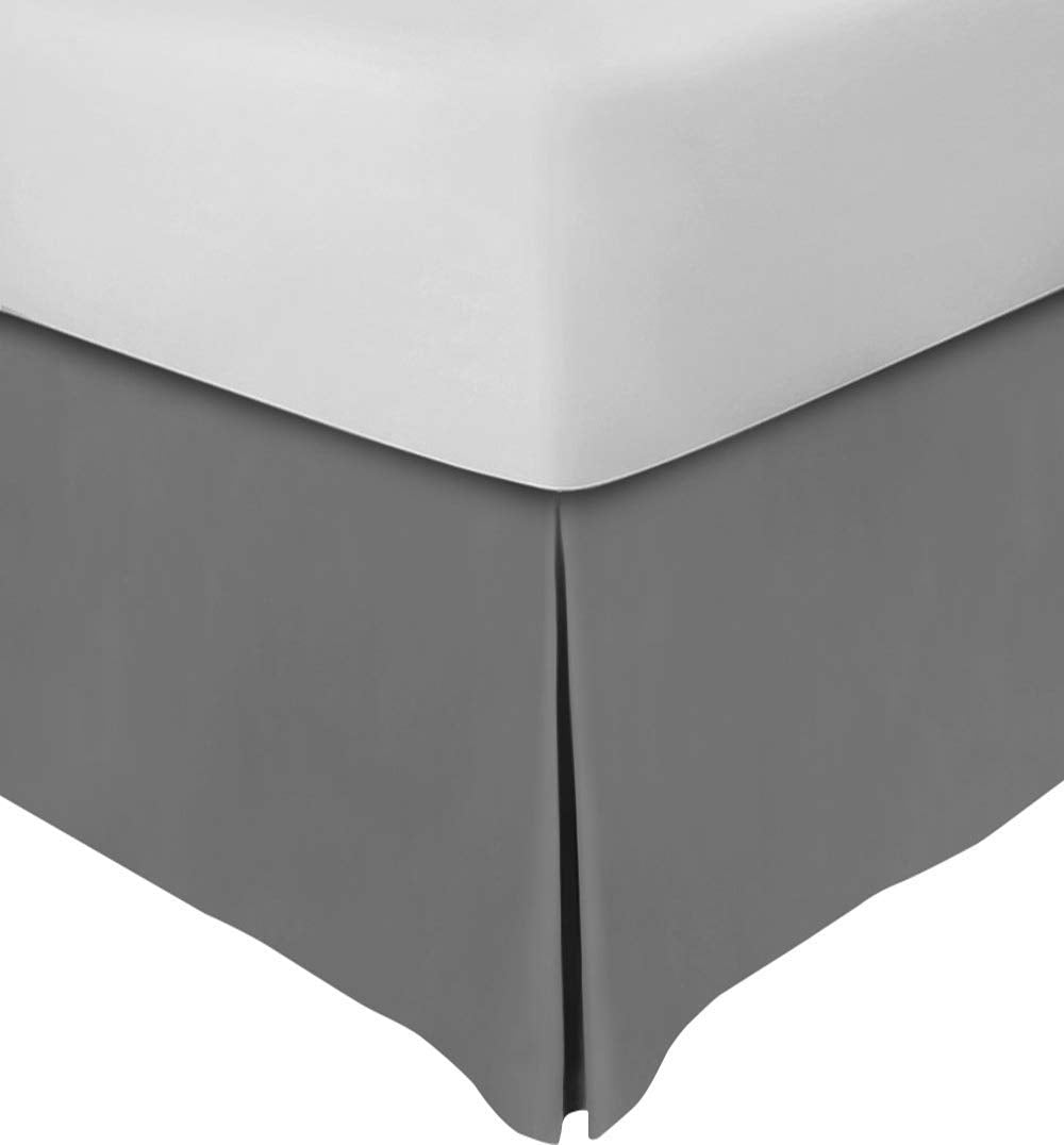 Valencia Beddings Split Corner Bed Skirt 18 Inch Drop Queen Size 100% Natural Cotton Wrinkle And Fade Resistant Queen Size, Dark