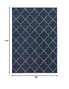HomeRoots Navy Polypropylene, Polyester 7’ x 10’ Blue and Ivory Trellis Indoor Area Rug