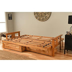 Kodiak Furniture Monterey Queen-Size Butternut Wood Storage Futon-Gray Mattress