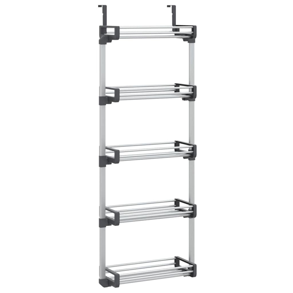 vidaXL Over-The-Door Organizer - 5-Shelf Storage Unit - Versatile Aluminum Structure Applicable to Kitchen, Bedroom, Bathroom - Silver 20.5"x7.9"x53.1" Size