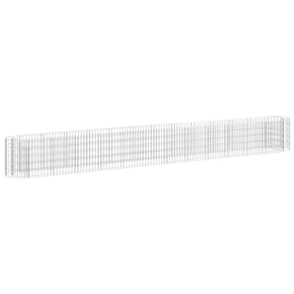 vidaXL Gabion Raised Bed - Durable Galvanized Iron Plant Stand, Proof & Weather- - Silver Finish, Large Garden Planter, Easy to 