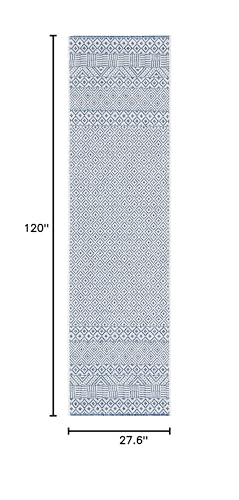 Safavieh Courtyard Collection 2'3' X 10' Blue/Navy Cy8235 Indoor/ Outside Waterproof Easy Cleansingpatio Backyard Mudroom Runner Mat