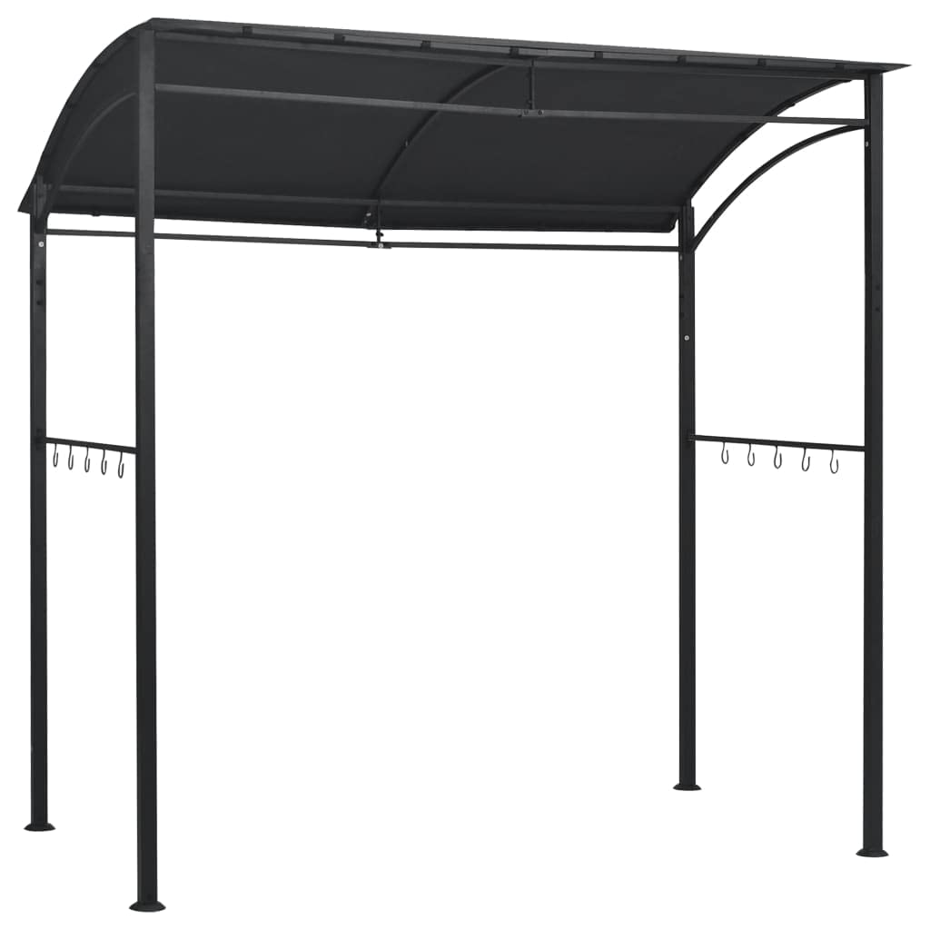 vidaXL Anthracite BBQ Gazebo 84.6X59.1X86.6 in Steel with Hooks Weather Resistant Outdoor Canopy for Garden Patio Dining and Bar
