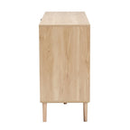 Baxton Studio Harrison Natural Brown Wood and Natural Rattan 3-Drawer Sideboard