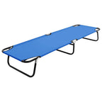 vidaXL Blue Folding Sun Lounger - Weather Resistant, Portable and Lightweight - Durable Steel Frame - Load Capacity up to 264.6 lbs