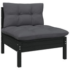 vidaXL Solid Pinewood Patio Lounge Set 3 Piece with Anthracite Cushions Garden Outdoor Lawn Yard Terrace Balcony Wooden Seat Seating Furniture