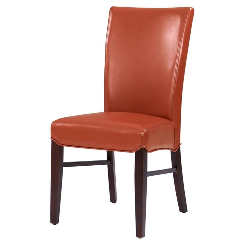 New Pacific Direct Milton Bonded Leather Chair,Brown Legs,Pumpkin Orange,Set of 2