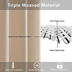 Jiuzhen Beige Blackout Curtains With Tiebacks - Thermal Insulated, Light Blocking And Noise Reducing Grommet Curtain Drapes For Bedroom And Living Room, Set Of 2 Panels, 42 X 84 Inches Long