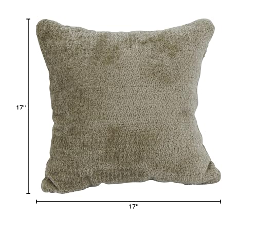 Blazing Needles Square Faux Fur Throw Pillow, 17", Elton Taupe