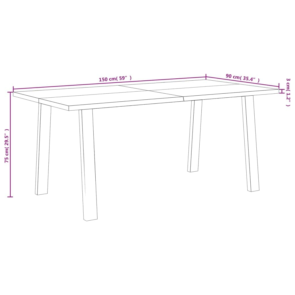 vidaXL Dining Table Solid Acacia Wood 200 x 90 x 75 cm, 353299