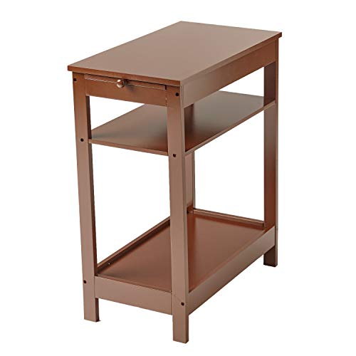 Side Table With Extension Shelf - Walnut