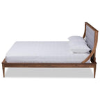 Baxton Studio Regis Modern and Contemporary Transitional Light Grey Fabric Upholstered and Walnut Brown Finished Wood Queen Size Platform Bed