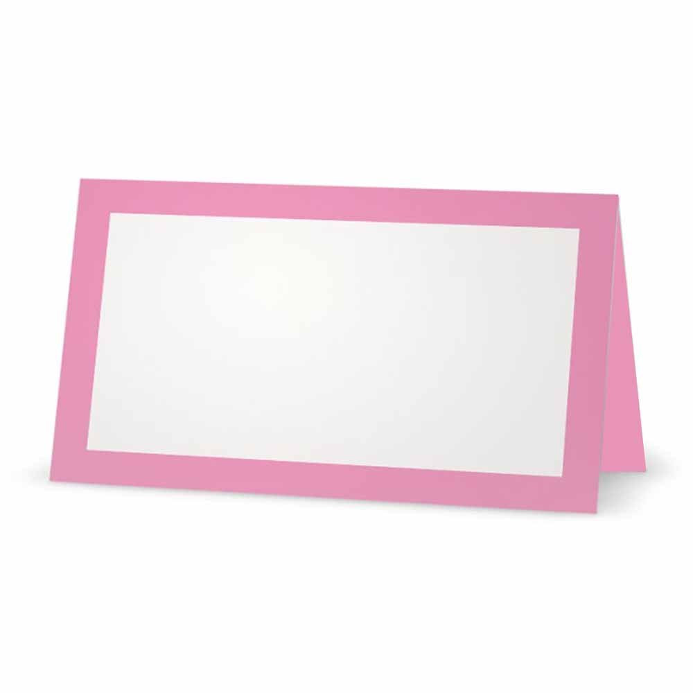 Pink Place Cards - FLAT or TENT Style - 10 or 50 PACK - White Blank Front Solid Color Border Placement Table Name Dinner Seat St