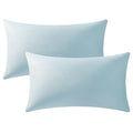 Dezene Throw Pillow Cases 12X20 Light-Blue: 2 Pack Cozy Soft Velvet Rectangular Decorative Pillow Covers For Farmhouse Home Deco