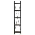 vidaXL 5-Tier Bookcase - 15.7"x11.8"x70.9" - Solid Rough Mango Wood Shelves with Powder-Coated Steel Frame - Black Industrial Style Furniture